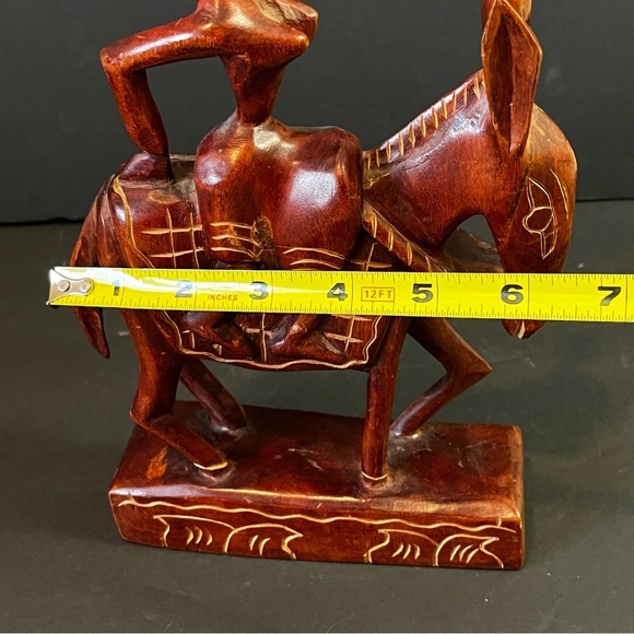 Hand Carved African Wood Woman Riding Donkey Figurine Folk Art Rustic Primitive - Picture 11 of 11
